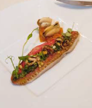 Mulfilet met hachee van mosselen